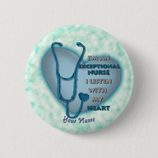 Badge Rond 5 Cm infirmière exceptionnelle au coeur bleu