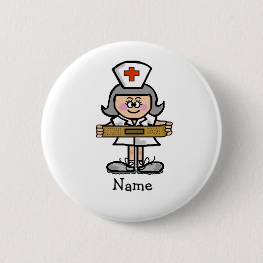 Badge Rond 5 Cm Infirmière féminine avec la personnaliser grise de (Devant)