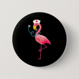 Badge Rond 5 Cm Infirmière Flamant rose drôle Flamant rose Amour I