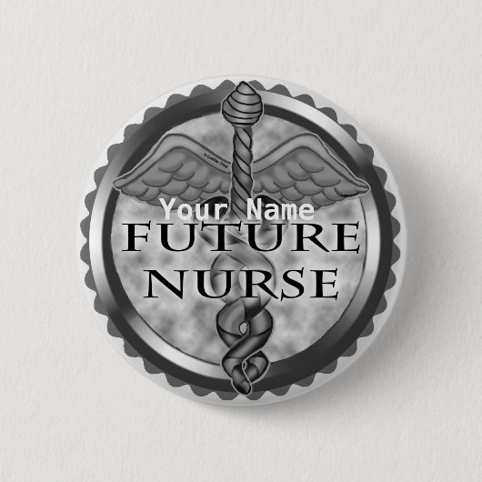 Badge Rond 5 Cm Infirmière Grey Future (Devant)