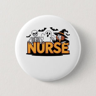 Badge Rond 5 Cm Infirmière - Halloween - avec fantôme, sorcière et