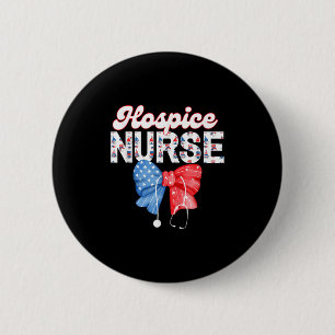 Badge Rond 5 Cm Infirmière Hospice, Coquette Bow Stethoscope, 4 Ju