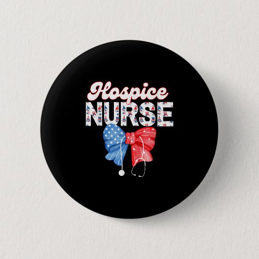 Badge Rond 5 Cm Infirmière Hospice, Coquette Bow Stethoscope, 4 Ju (Devant)