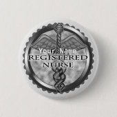 Badge Rond 5 Cm Infirmière inscrite en gris (Devant)