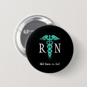 Badge Rond 5 Cm Infirmière inscrite RN Médicale Caduceus Personnal (Devant & derrière)