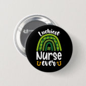 Badge Rond 5 Cm Infirmière la plus chanceuse Saint-Patrick (Devant & derrière)