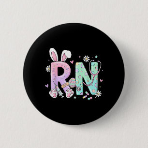 Badge Rond 5 Cm Infirmière lapin de Pâques RN infirmière diplômée