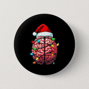 Badge Rond 5 Cm Infirmière neuro Noël Chapeau Santa Neurologie Tri