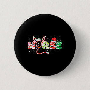 Badge Rond 5 Cm Infirmière noël stéthoscope infirmiers xmas frotte