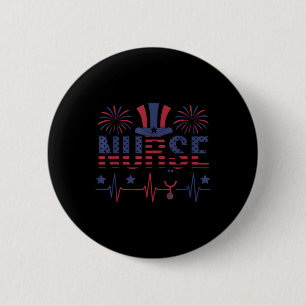 Badge Rond 5 Cm Infirmière patriotique Jour du drapeau américain 4