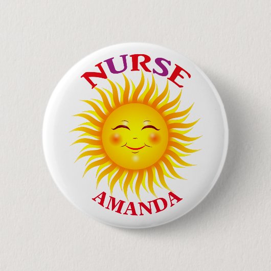 Badge Rond 5 Cm Infirmière personnalisée par Sun heureuse (Devant)