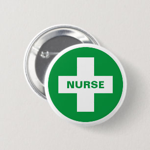 Badge Rond 5 Cm Infirmière - Premiers soins (Croix Blanche) - Ambu