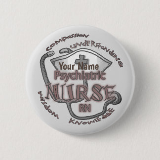 Badge Rond 5 Cm Infirmière psychiatrique Axiom nom personnalisé pi