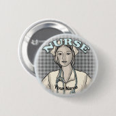 Badge Rond 5 Cm infirmière rétro (Devant & derrière)