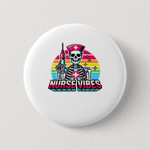 Badge Rond 5 Cm Infirmière squelette néon rétro � Drôle de concept