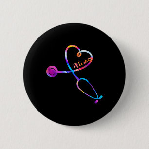 Badge Rond 5 Cm Infirmière Stethoscope Heartbeat Ekg Infirmière Gr