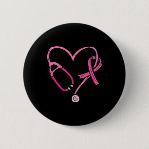 Badge Rond 5 Cm Infirmière stéthoscope Sensibilisation au cancer d