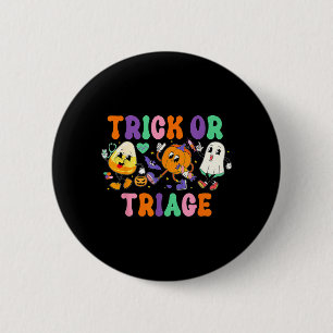 Badge Rond 5 Cm Infirmière Trick Or Triage Citrouille Fantôme Hall