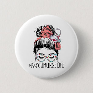 Badge Rond 5 Cm Infirmière Vie Amusante Messy Bun Femme Santé ment