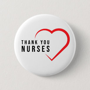 Badge Rond 5 Cm Infirmières Mercis   Coeur rouge