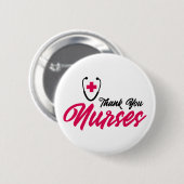 Badge Rond 5 Cm Infirmières Mercis | Rose (Devant & derrière)