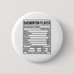 Badge Rond 5 Cm Information Du Joueur De Badminton Et Faits Nutrit