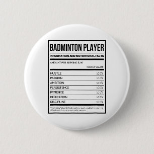 Badge Rond 5 Cm Information Du Joueur De Badminton Et Faits Nutrit