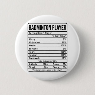 Badge Rond 5 Cm Informations sur les joueurs de badminton et faits