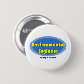Badge Rond 5 Cm Ingénieur de l'environnement bleu ovale (Devant & derrière)