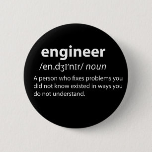 Badge Rond 5 Cm Ingénieur Définition de dictionnaire drôle