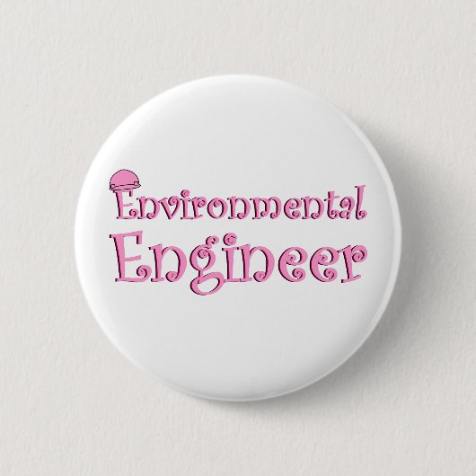 Badge Rond 5 Cm Ingénieur environnemental rose (Devant)