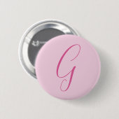 Badge Rond 5 Cm Initial Letter Monogram Light Pink Plain Chic (Devant & derrière)