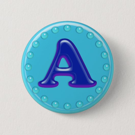 Badge Rond 5 Cm Initiale A d'Aqua (Devant)