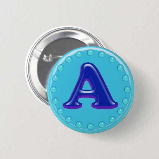 Badge Rond 5 Cm Initiale A d'Aqua (Devant & derrière)
