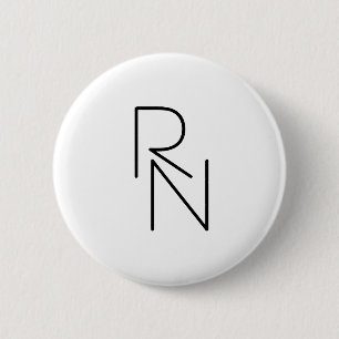 Badge Rond 5 Cm Initiales de chevauchement à l'aspect moderne