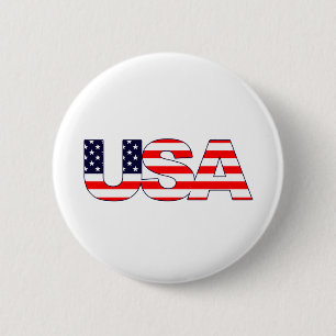 Badge Rond 5 Cm Initiales de logo USA avec drapeau américain