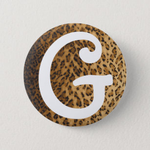 Badge Rond 5 Cm Initiales de monogramme de l'empreinte de léopard