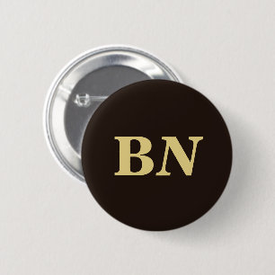 Badge Rond 5 Cm Initiales personnalisées or minimaliste brun
