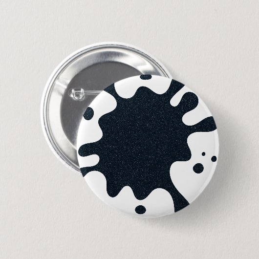 Badge Rond 5 Cm Ink Splash White & Charcoal Button – Customizable (Devant & derrière)