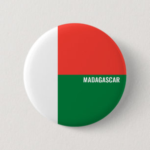 Badge Rond 5 Cm Inscription du drapeau de Madagascar Blanc Rouge V
