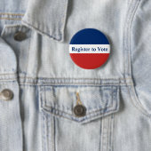 Badge Rond 5 Cm Inscrivez-vous pour voter Red White and Blue Strip (En situation)