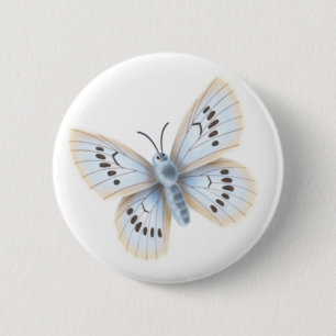 Badge Rond 5 Cm Insect Blue Butterfly Nature Garden