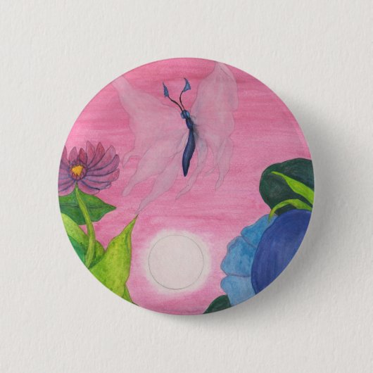Badge Rond 5 Cm Insecter Papillon Transformation Peinture (Devant)