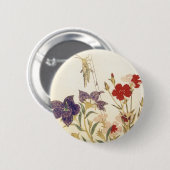 Badge Rond 5 Cm Insectes et fleurs par Utamaro (Devant & derrière)