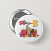 Badge Rond 5 Cm Insectes et professeur de Pre-K de pommes (Devant & derrière)