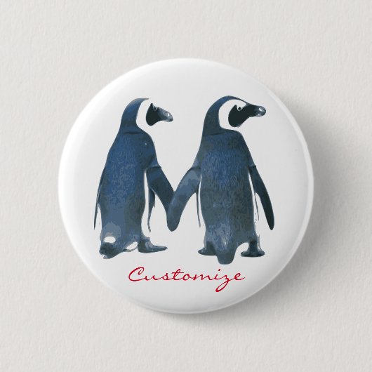 Badge Rond 5 Cm Inséparables Penguin Couple Thunder_Cove (Devant)
