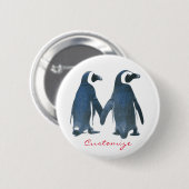 Badge Rond 5 Cm Inséparables Penguin Couple Thunder_Cove (Devant & derrière)