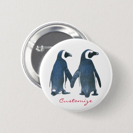 Badge Rond 5 Cm Inséparables Penguin Couple Thunder_Cove (Devant & derrière)
