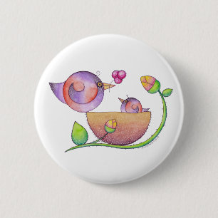 Badge Rond 5 Cm Insigne "à la maison" de bouton d'oiseaux