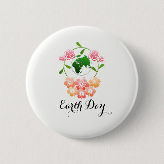 Badge Rond 5 Cm Insigne assez floral de "jour de la terre"